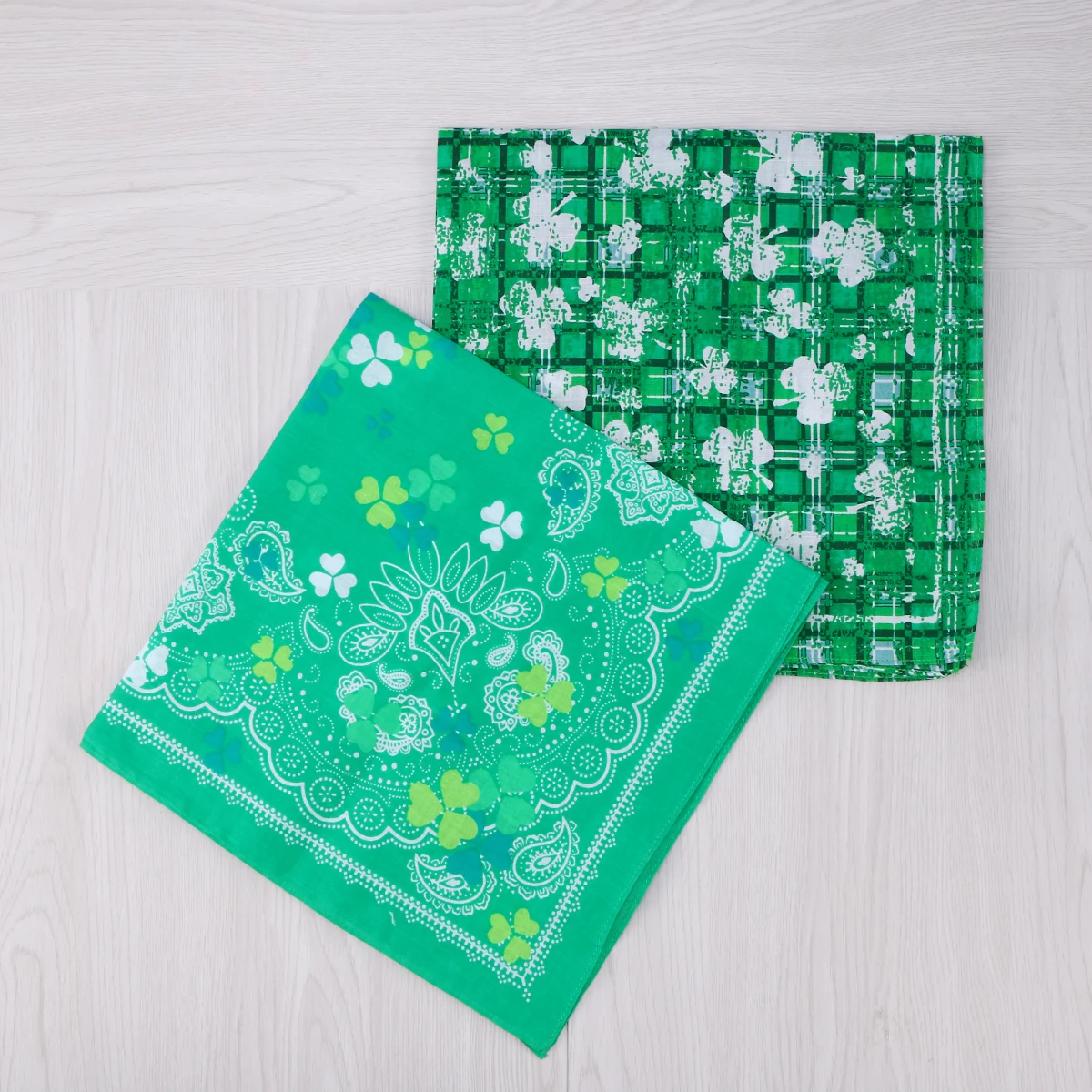 

3Pcs Comfortable Cotton Clover Squares Scarf Headband Set Beautiful Hair Accessories for Makeup or Party
