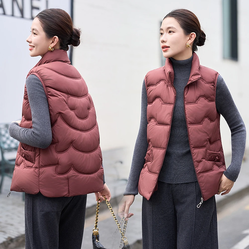 سترة نسائية قطنية مقاس كبير سترة رفيعة بدون أكمام فضفاضة مع أكتاف مبطنة دافئة للحفلات غير الرسمية وملابس الطقس البارد #5