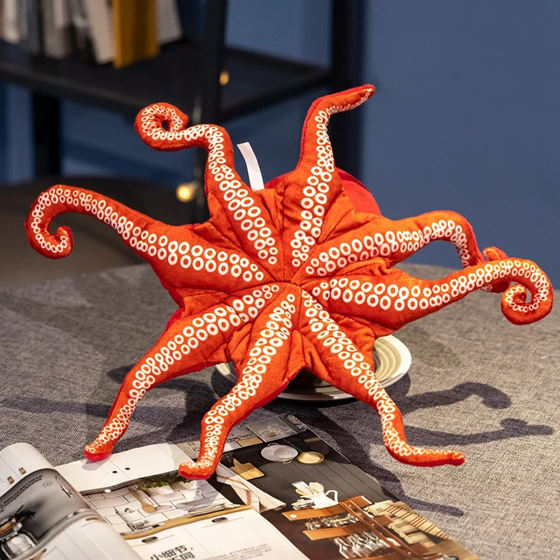 Lebensechte Oktopus-Plüschtiere, roter Oktopus, gefüllter simulierter Tintenfisch, Meerestierpuppe, Weihnachtsgeschenk für Kinderzimmer, Autodekoration