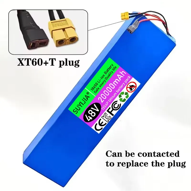 بطارية ليثيوم أيون 48 فولت عالية الجودة 48 فولت 20 أمبير في الساعة 13S4P بطارية ليثيوم أيون للدراجات البخارية الكهربائية BMS 54.6 فولت