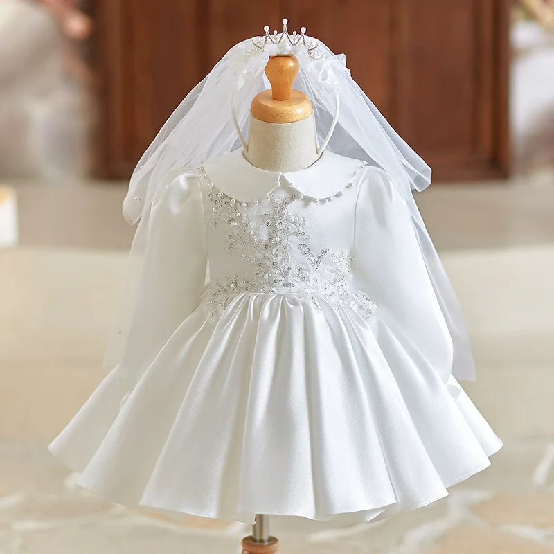 

White Clothes Flower Girl Wedding Dress Girls Princess Party Gown for Children Birthday Party Pageant Formal Celebration Costume