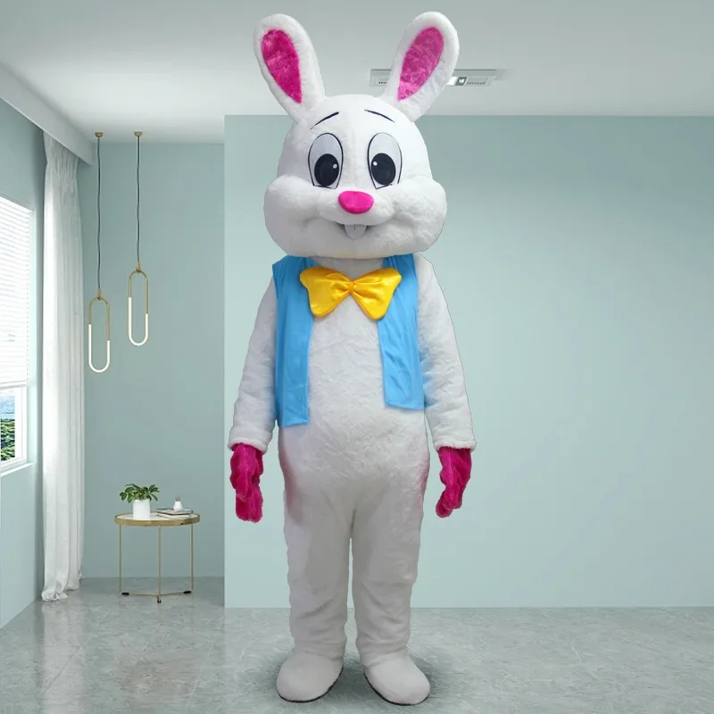 

Easter Rabbit Jumpsuit Bunny Bodysuit Plush Doll Clothes Hare's Ear Headgear Full Set Stage Performance Animals Outfit Unisex