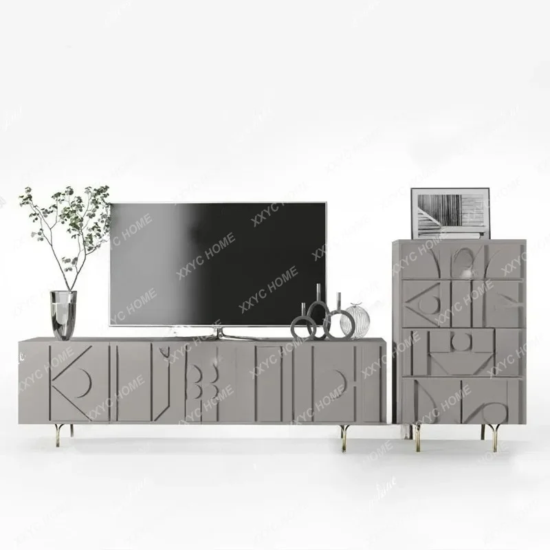 

L minimalist paint TV cabinet Solid wood living room audio-visual cabinet