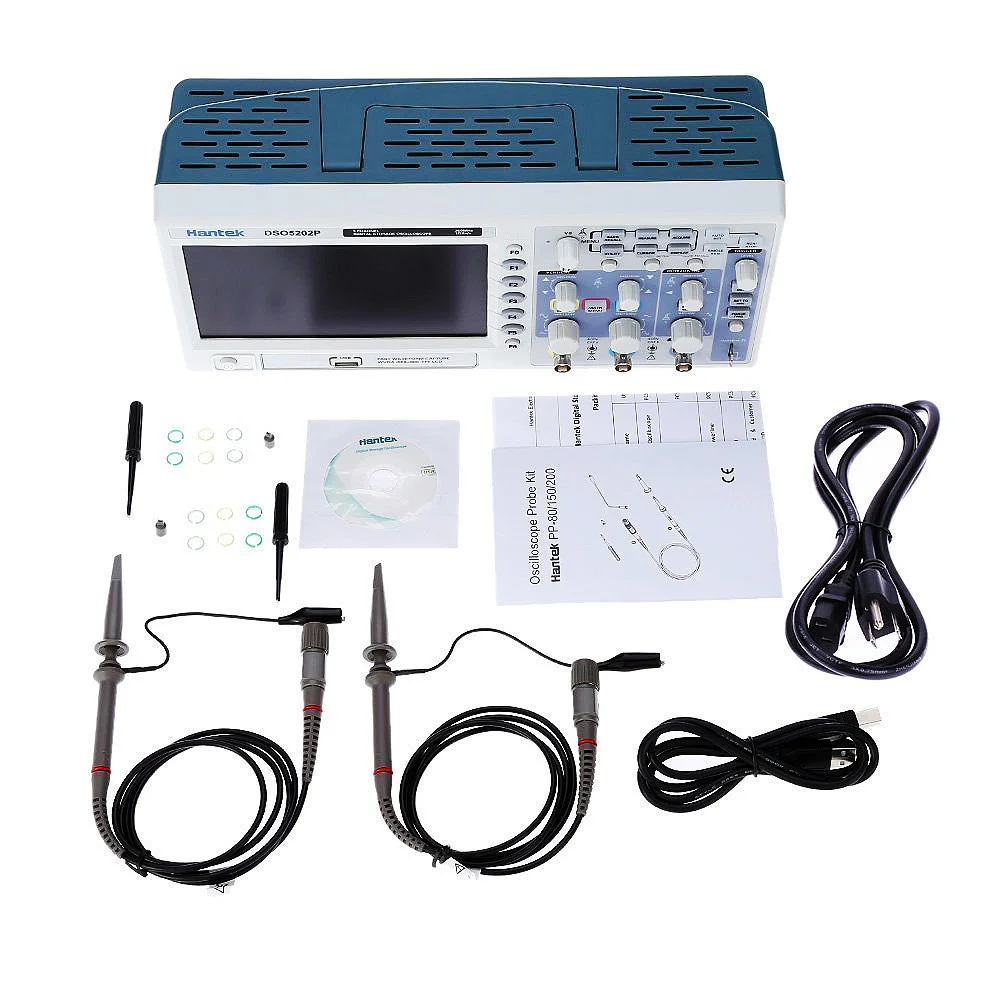 Osciloscópio portátil 70mhz do armazenamento de digitas de dso5072p 2 canais usb osciloscópio dso5102p dso5202p 100mhz 200mhz 1gsa/s 40k