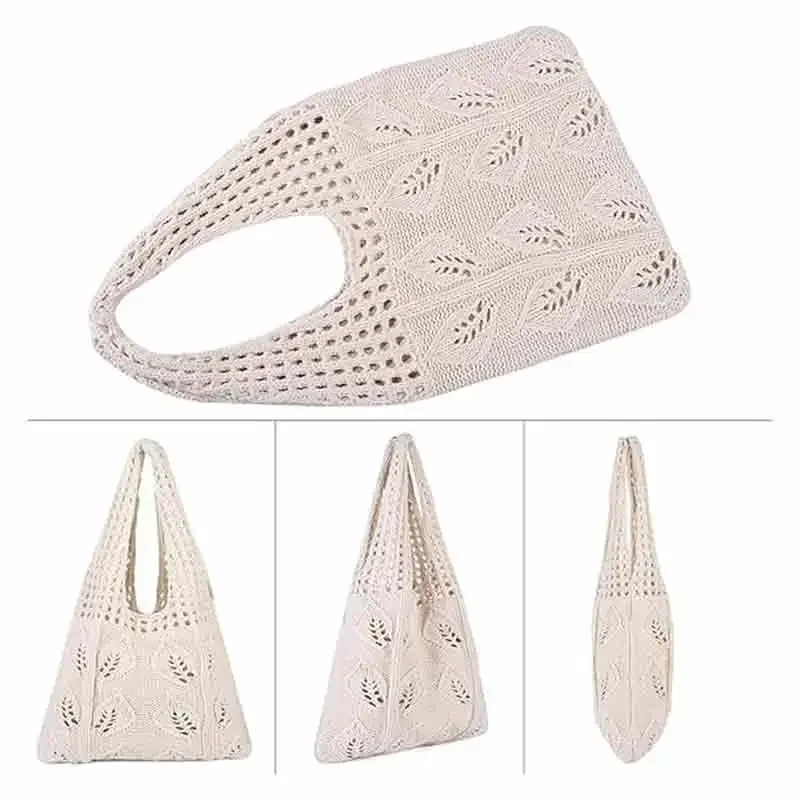 VEX-03 Casual Crochet Bags for Women Summer Beach Tote Bag