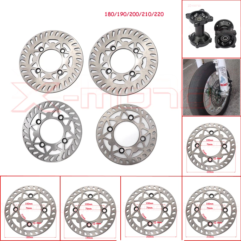 Rotor de disco de freno para motocicleta, rueda de 180/190/200/210/220mm para 50/110/125/140/ 150/160cc BES, Dirt Bike Pit, Quad, Motocross