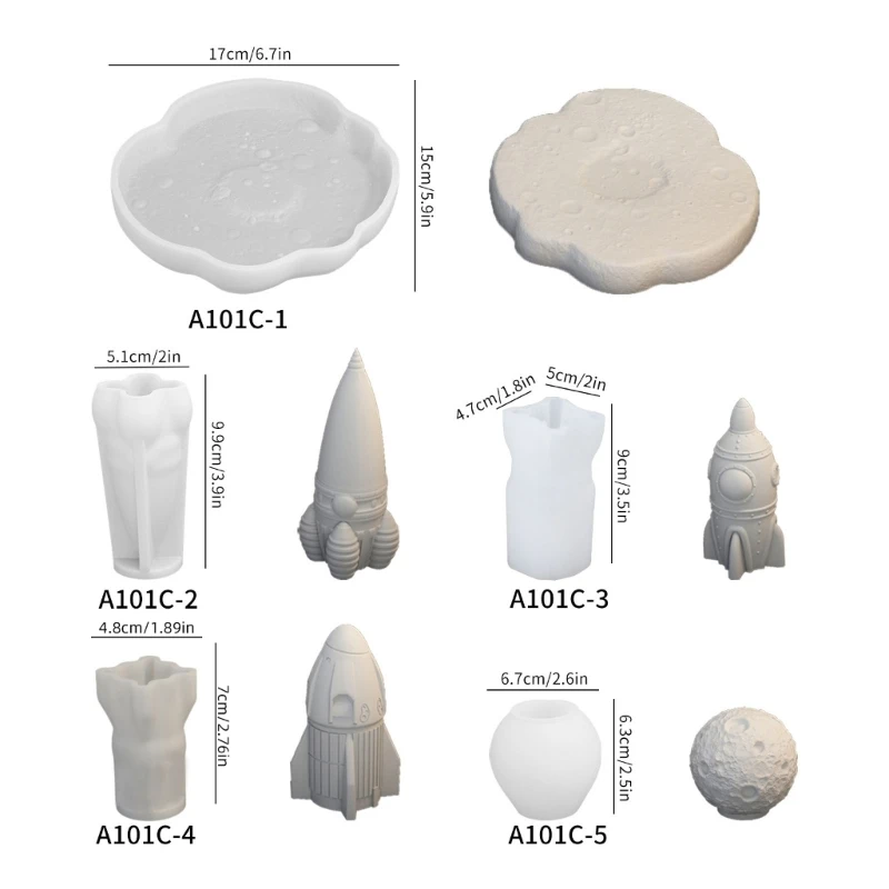 ZB91 우주 비행 공예 모양의 실리콘 몰드 세트 비누 홈 장식 만들기용