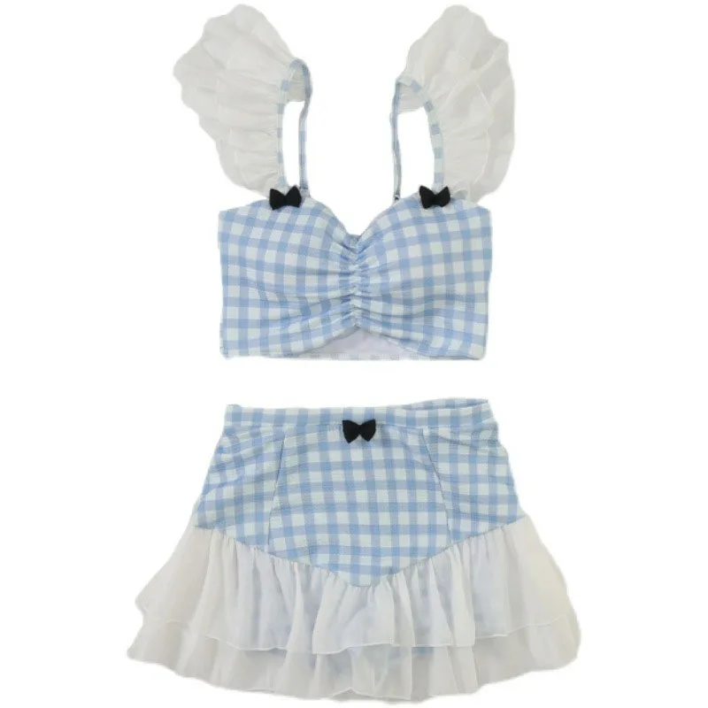 بيكيني ملابس السباحة النساء مجموعة أنيقة جديدة الكورية الفتيات مبطن ثوب سباحة مونوكيني الصيف عطلة قطعتين مثير بيكيني خمر جديد