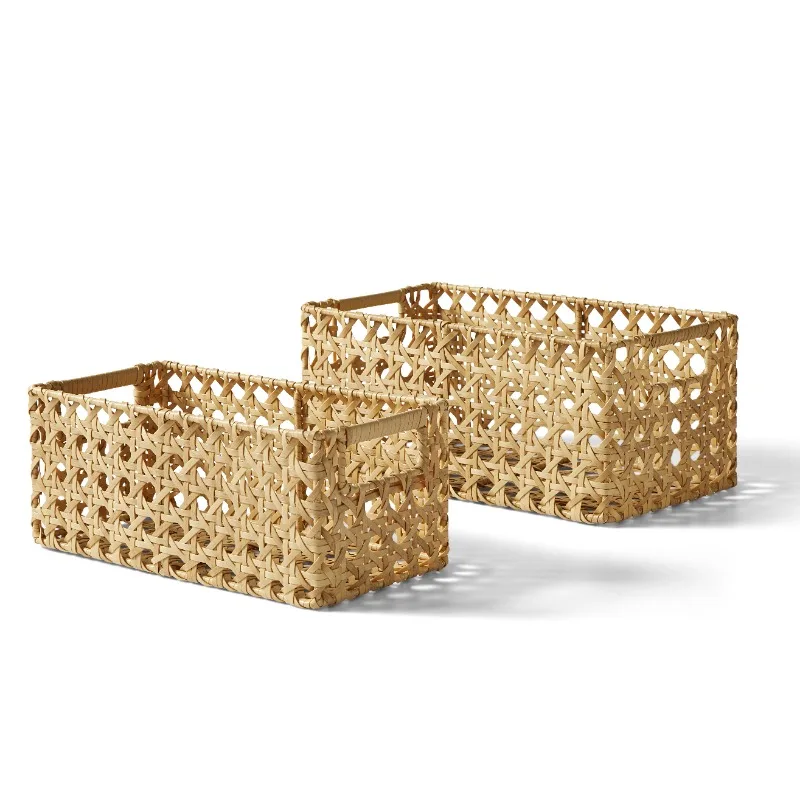 

Natural Cane Weave Basket Set, 2-Piece