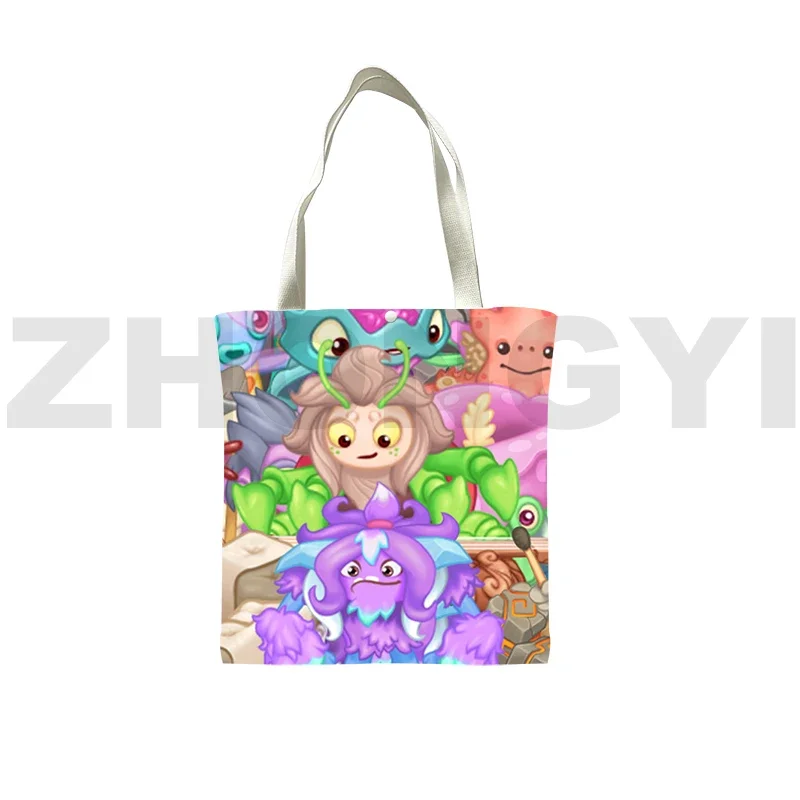 Hot Sale 3D Print My Singing Monsters Handbags for Women Boys Anime Shoulder Bag Portable Crossbody Bags Cartoon Canvas Tote Bag