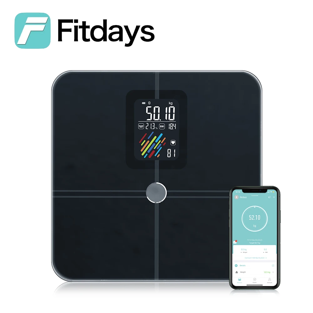 

Fitdays Scale Body Composition Scale Home Bathroom Body Fat Scale, Smart Digital Weight Scale for Body Management and Fat Loss