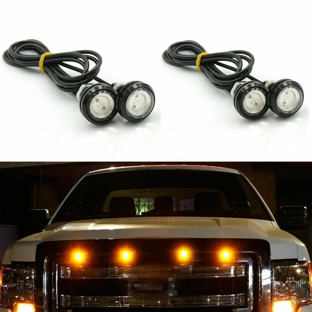 4 Uds LUO-Raptor estilo rejilla lámpara de ojo de águila hyundai kona Proyector de luz antiniebla LED amarillo Lámpara de Conucción COB