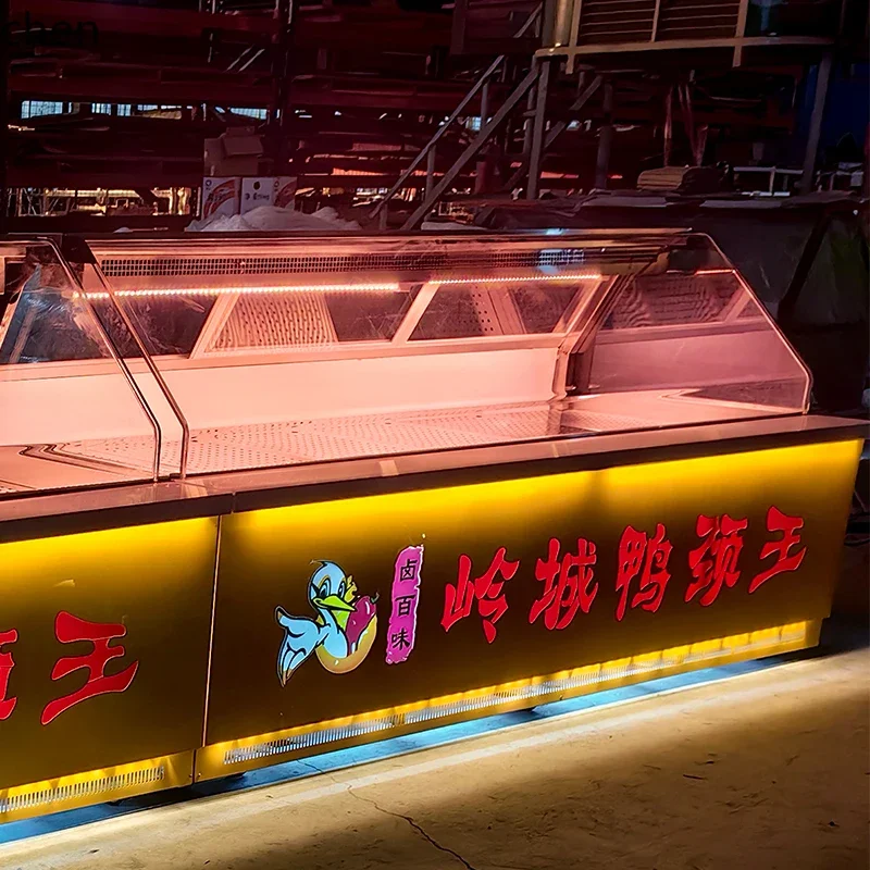 

H20- distilled double temperature upper refrigerated lower frozen windless frost-free cooked food duck neck display cabinet