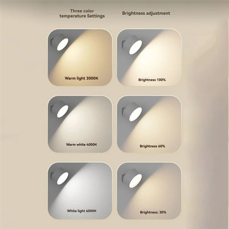 

A93E-Rechargeable Magnetic LED Wall Light 360° Rotation Touch & Remote Control Spotlight For Home & Office