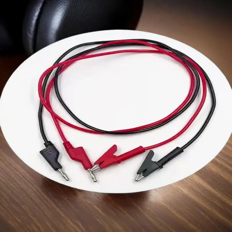 Dual-End Test Leads with 4mm Banana Plugs & Alligator Clips - 15A Rated for Multimeters, Electrical DIY & Repair