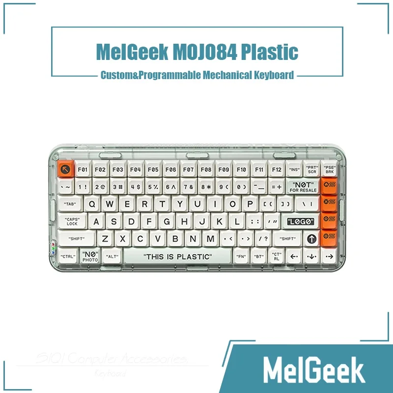 

MelGeek Mojo84 Plastic See-through, Custom&Programmable 75% Mechanical Keyboard RGB Hot-swap Bluetooth 84 keys Keyboard