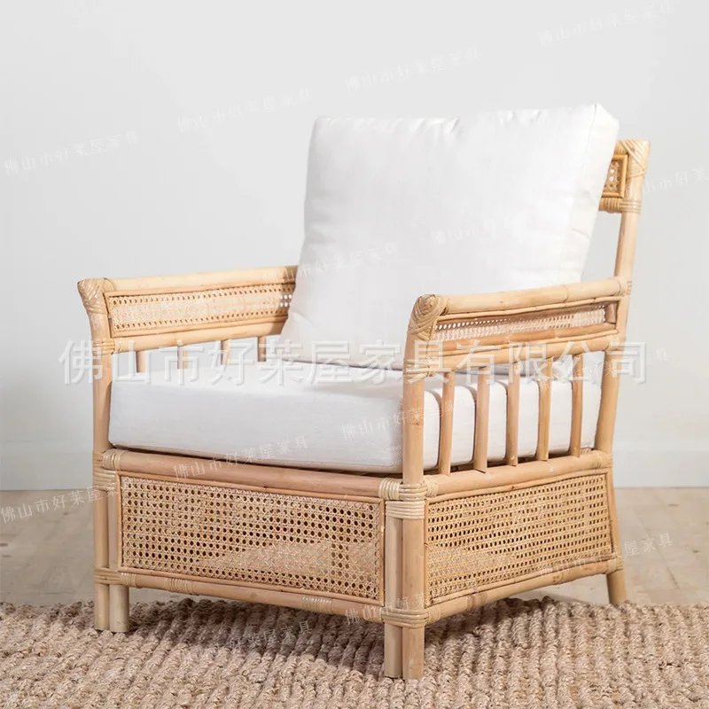 Single person rattan chair, simple homestay, natural rattan woven balcony sofa chair, negotiation, reading chair, hotel, Southea