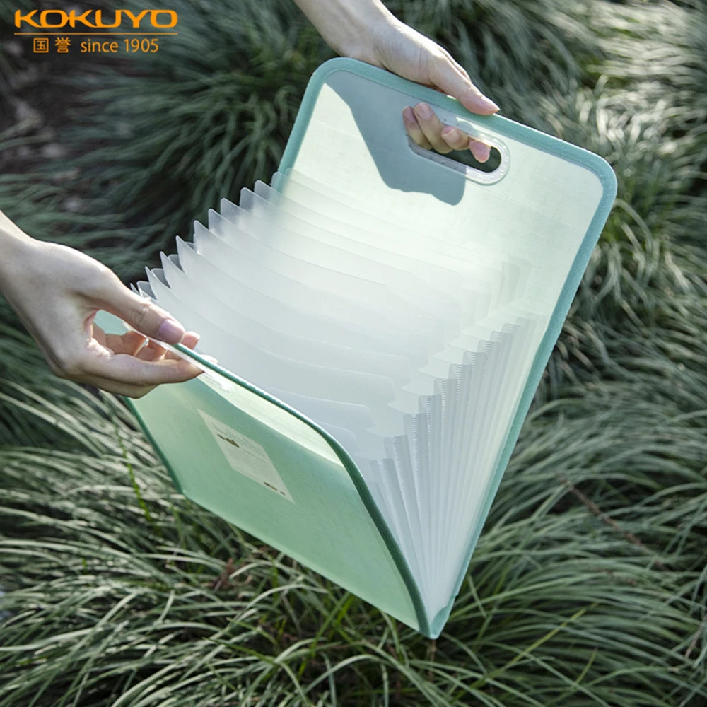 Carpetas expandibles portátiles japonesas KOKUYO, bolsa de archivos de oficina, inserto transparente multicapa A4, almacenamiento de papel para exámenes de estudiantes, papelería