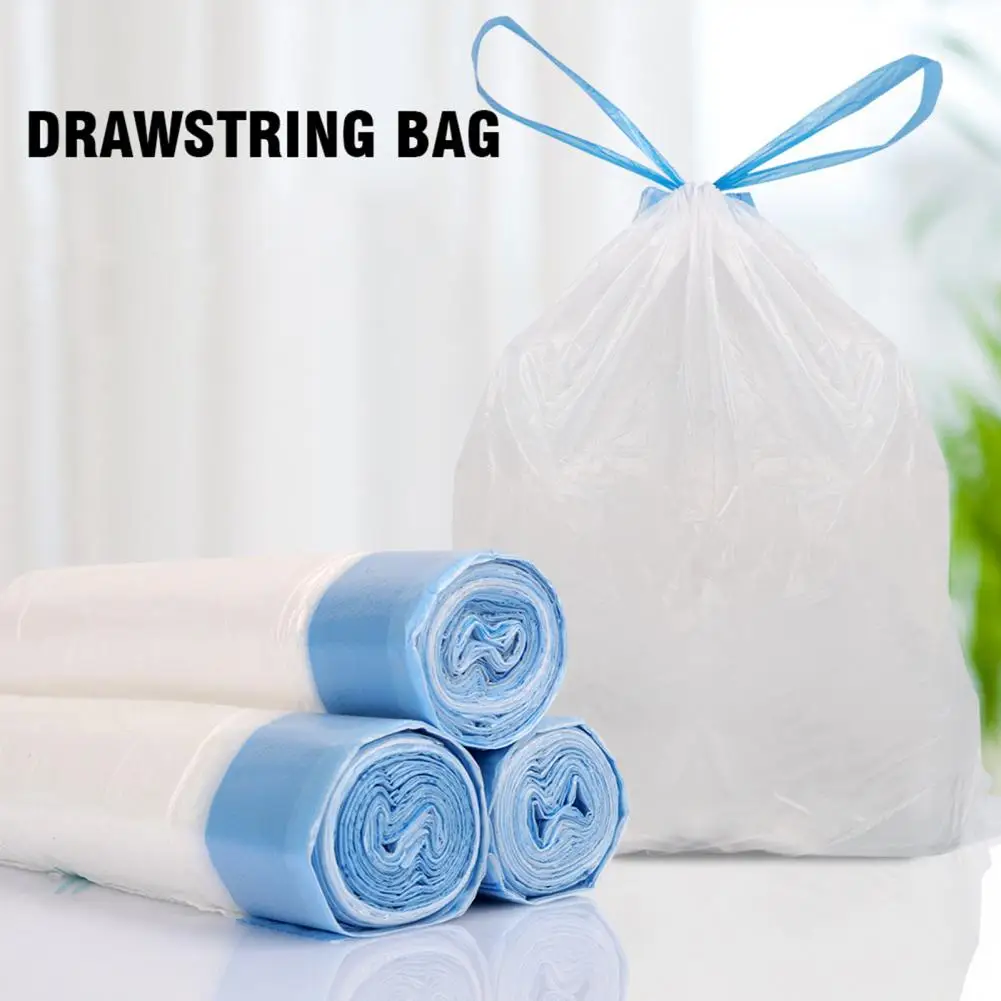 Disposal Bags Durable Drawstring Trash Bags for Home Office Use Tear-proof Plastic Garbage Bags for Kitchen Bathroom 5 Rolls 75