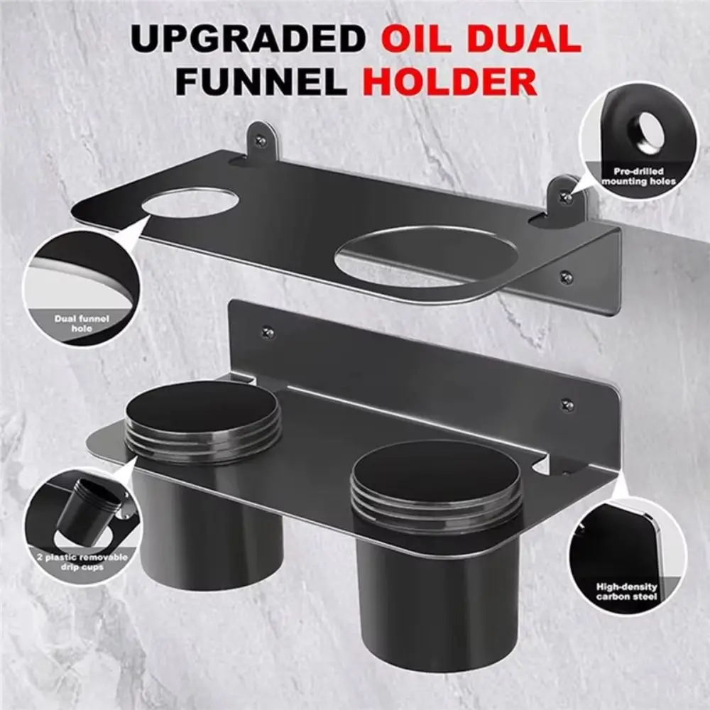 

Прочный настенный органайзер для воронок с двумя поддонами, сверхпрочный держатель для масляных воронок, сборник для предотвращения протечек