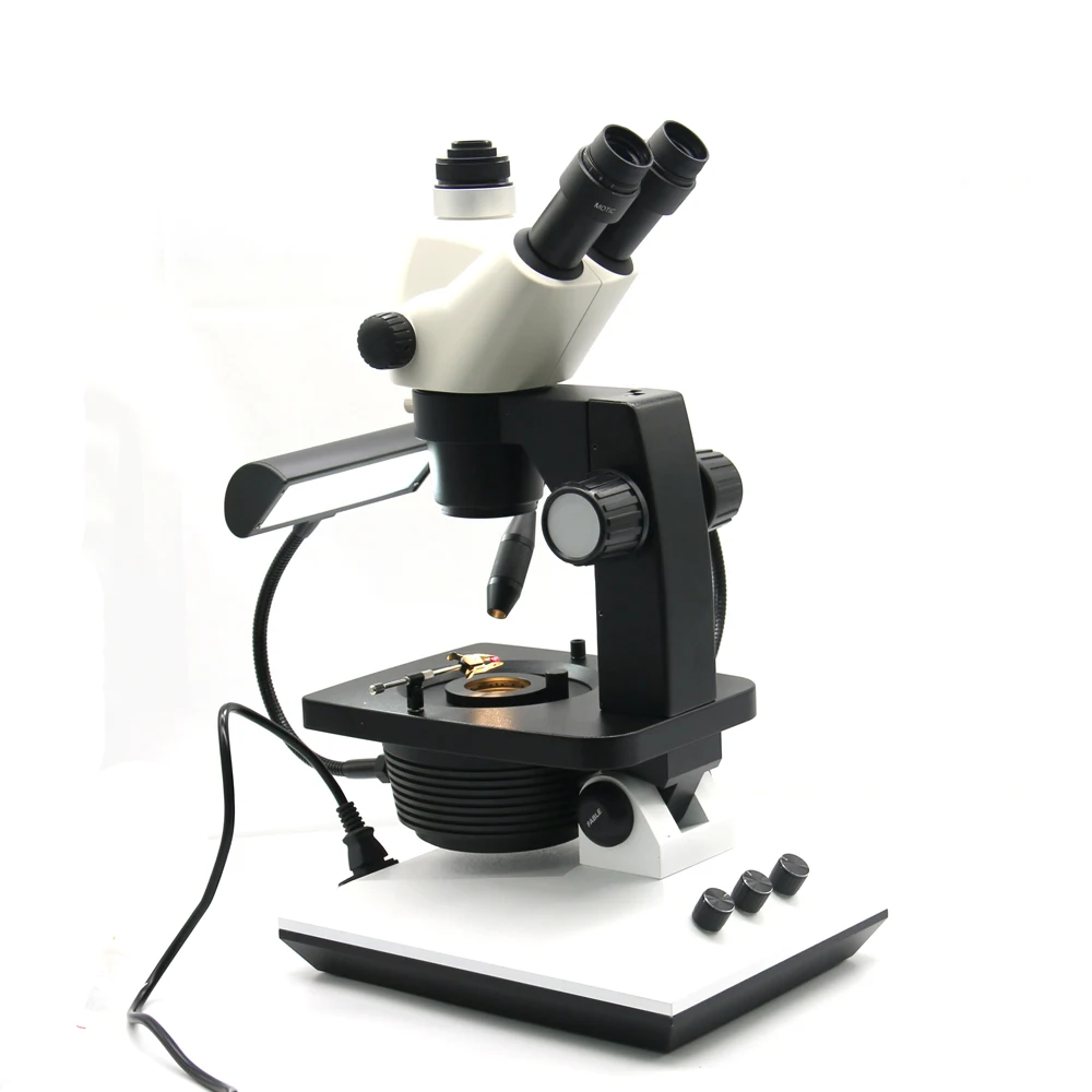 Fable marque 10W Mode d'éclairage multi-fonction composé de laboratoire optique trinoculaire stéréo gemme Microscope avec CCD Camaera