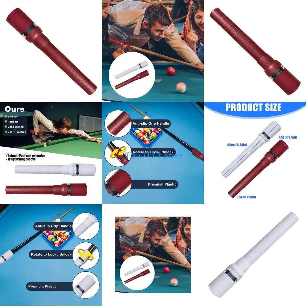 G6DE Bilhar Pool Cue Alongador Pool Butt End Extension Extensor plástico