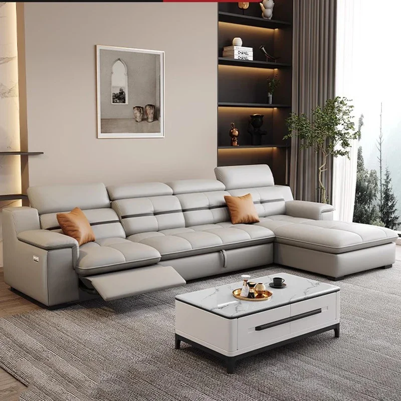 أرائك غرفة المعيشة باللون البني عالي الظهر لدعم الظهر وصالات المكتب أريكة كهربائية نائمة فاخرة Divani Per Soggiorno أثاث منزلي #5