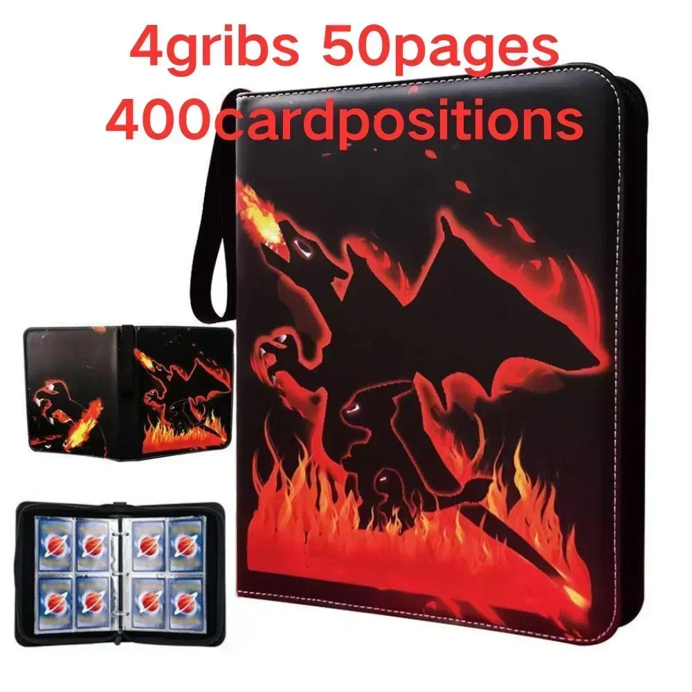 2025  Binder Trading Card para Pokemon, Cartão Coleção Binder, Titular do livro personalizado com 50 mangas, 400 bolsos
