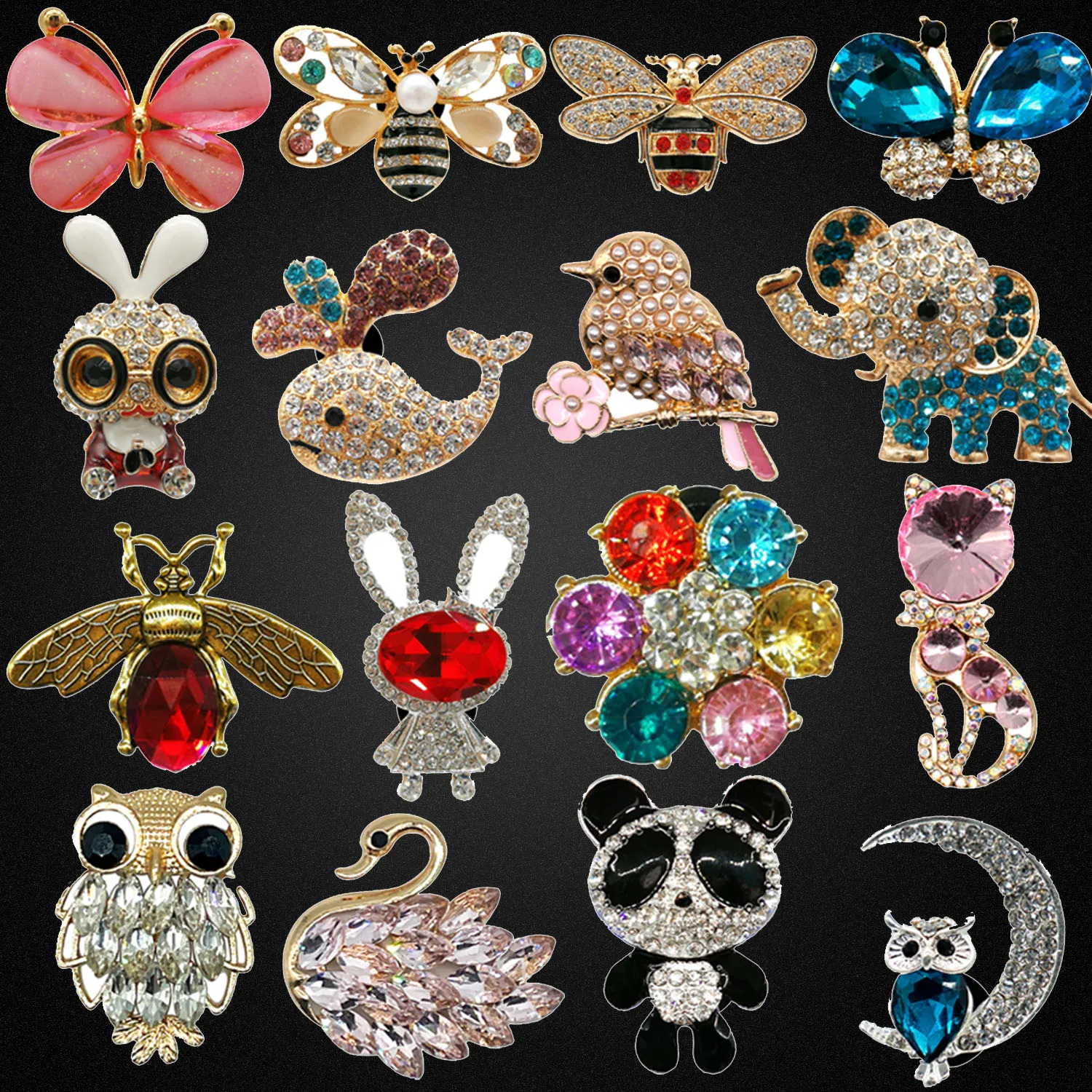 1 pçs bonito coruja cisne panda bling sapato encantos borboleta abelha pássaro sapato decorações feminino meninas favor moda sandálias pinos presentes
