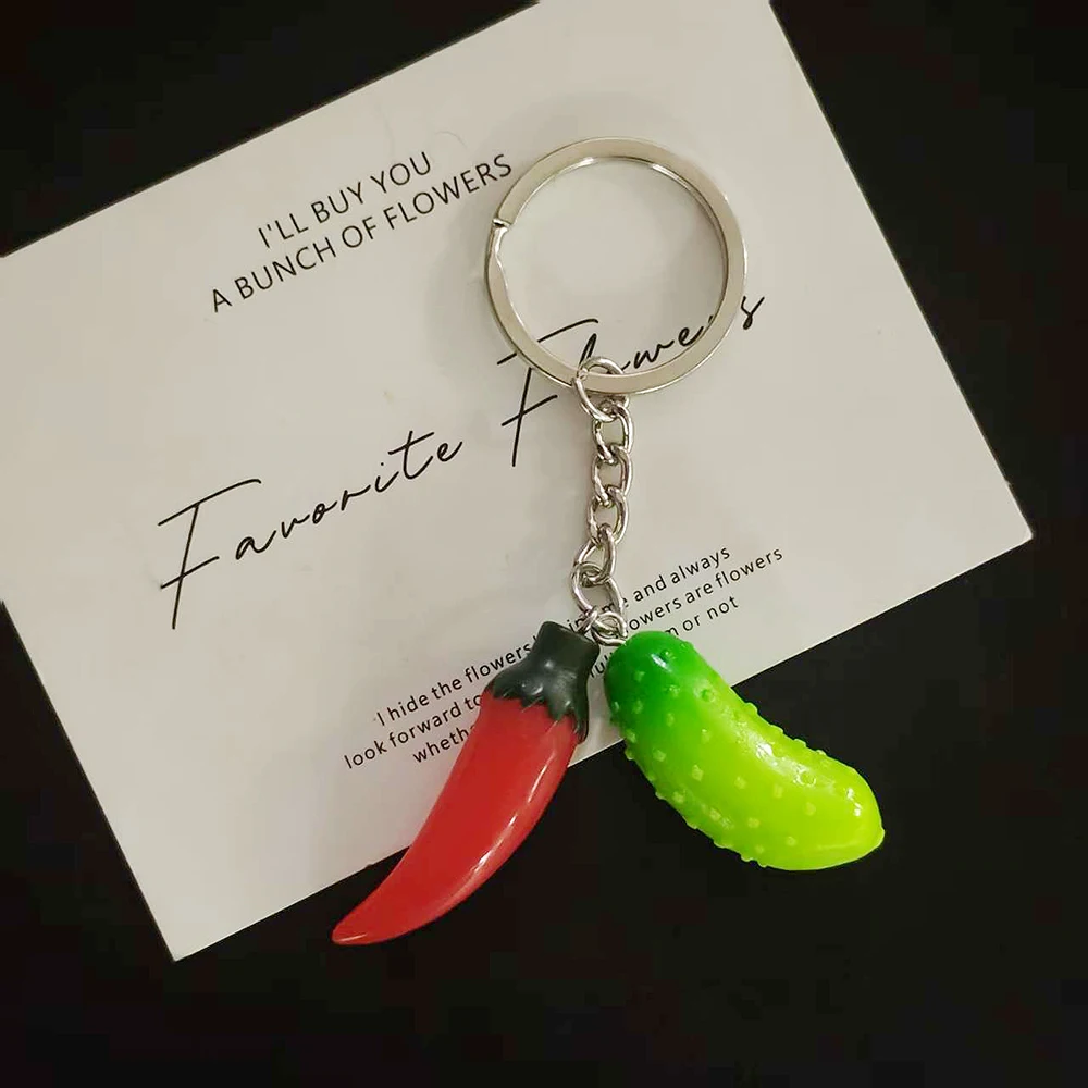 1 قطعة لطيف ثلاثية الأبعاد الراتنج الفلفل الحار الخيار المفاتيح لصديق هدية مقلد الخضروات قلادة حقيبة السيارة حقيبة سماعة الاذن الهاتف الحبل