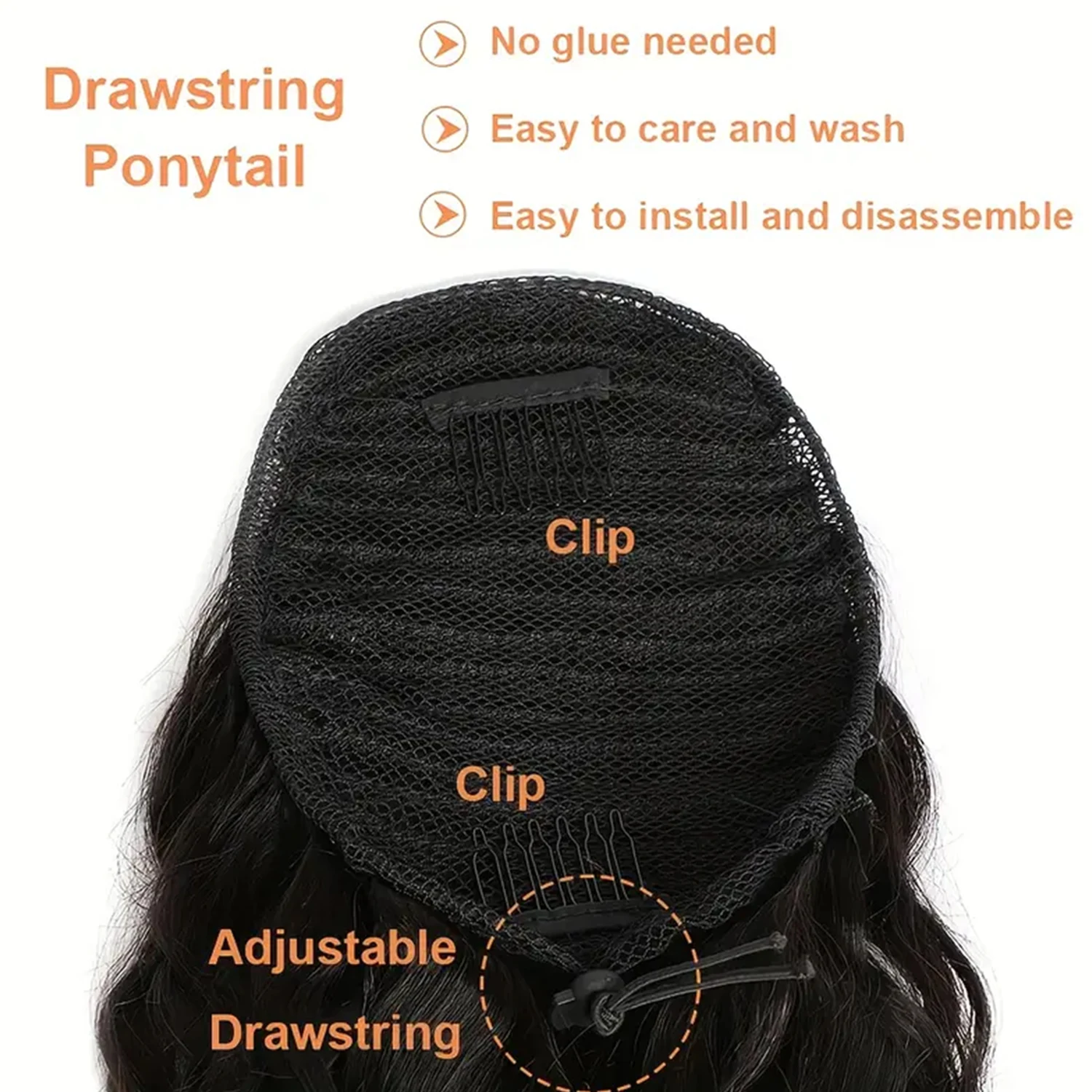 Estensioni della coda di cavallo dei capelli umani dell'onda del corpo da 8-26 pollici per le donne Clip di colore naturale nelle estensioni dei capelli Remy della coda di cavallo con coulisse