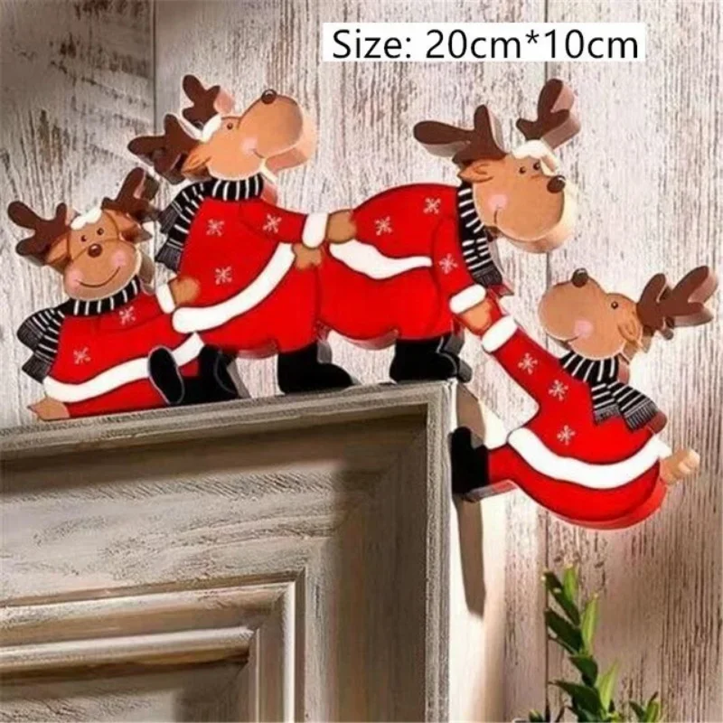 

Christmas Door Frame Decorations Wooden Decorations Santa Claus Christmas Elk Wood Crafts Christmas Decorations Navidad Pendant