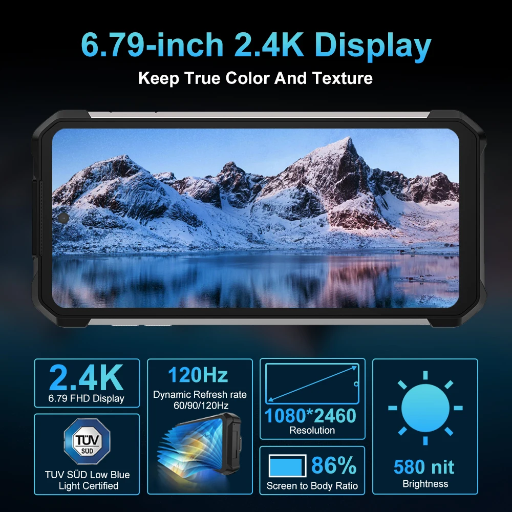 Прочный смартфон Unihertz-8849 Tank 2 PRO с проектором, 23800 мАч, 24 ГБ, 512 ГБ, 100 МП, Android, 14,120 Гц, водонепроницаемость IP68