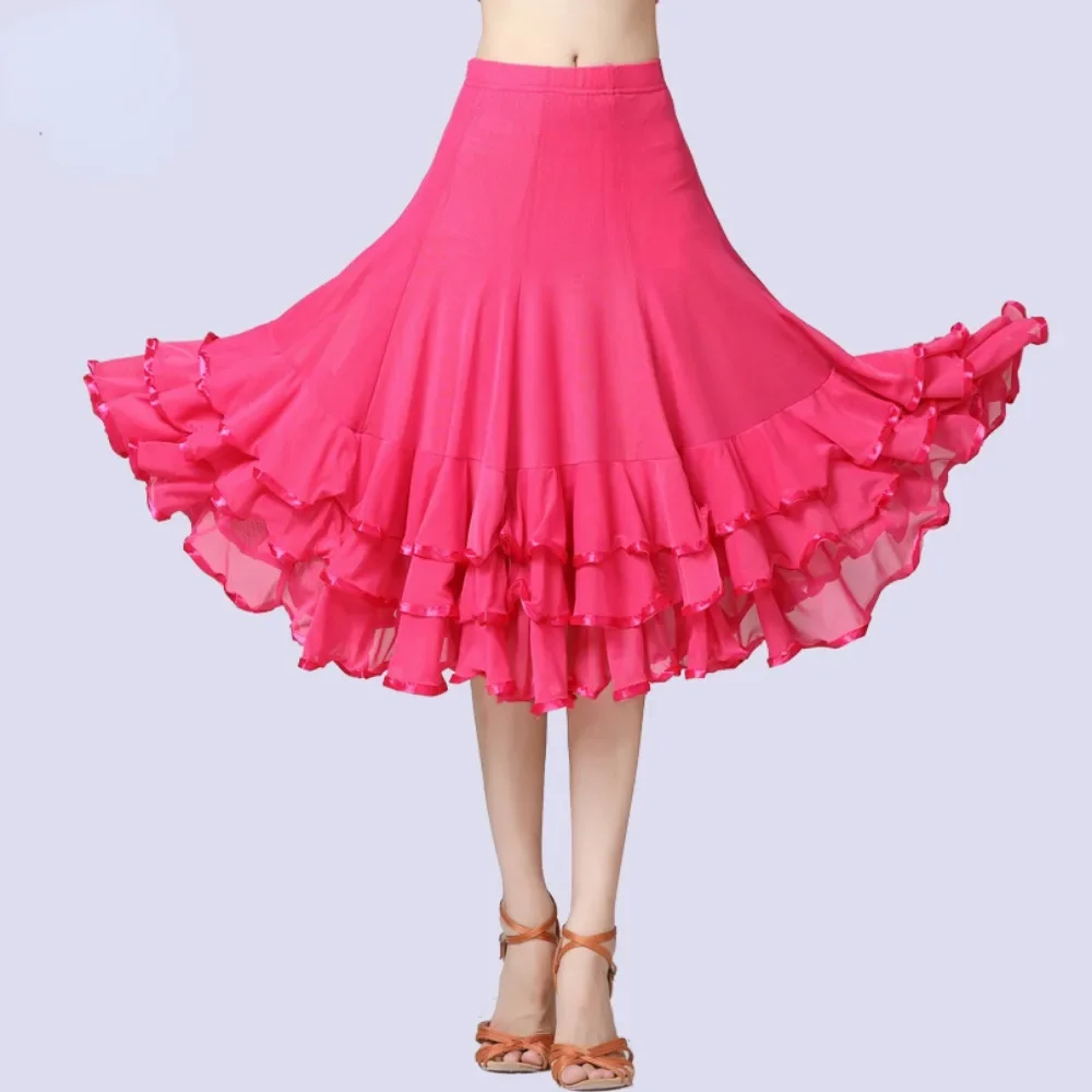 Mesh Large Swing Skirt Dance Practice Performance Clothing Ballroom Dance Mid-length Skirt Performance Dance Skirt Skirt