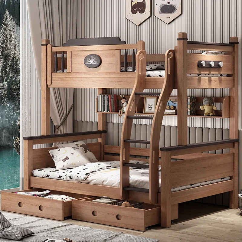 

All solid wood upper and lower bunks, red sandalwood children's high and low beds, double small apartment, mother and child