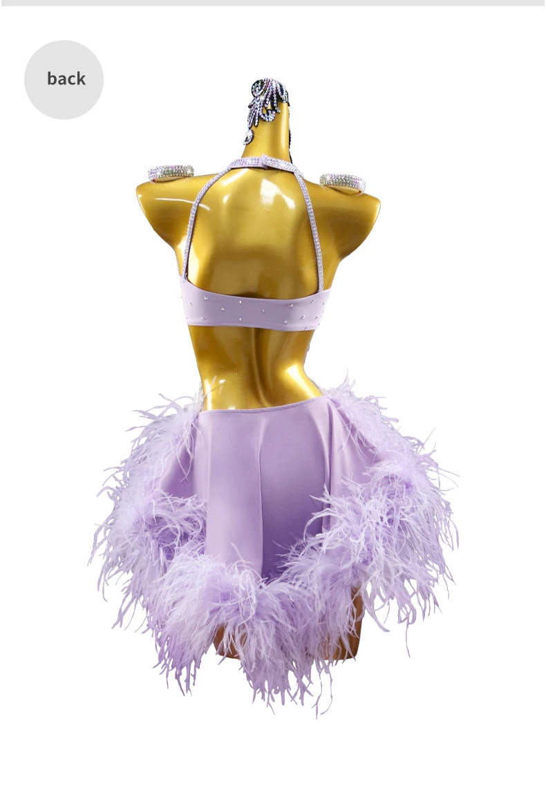 2026 Mädchen Karnevalskostüm Damen Latein-Übungskleidung Tanzkleidung Rock Abendkleid Tanzoutfit Performance Kurzes Federkostüm – Detail 10