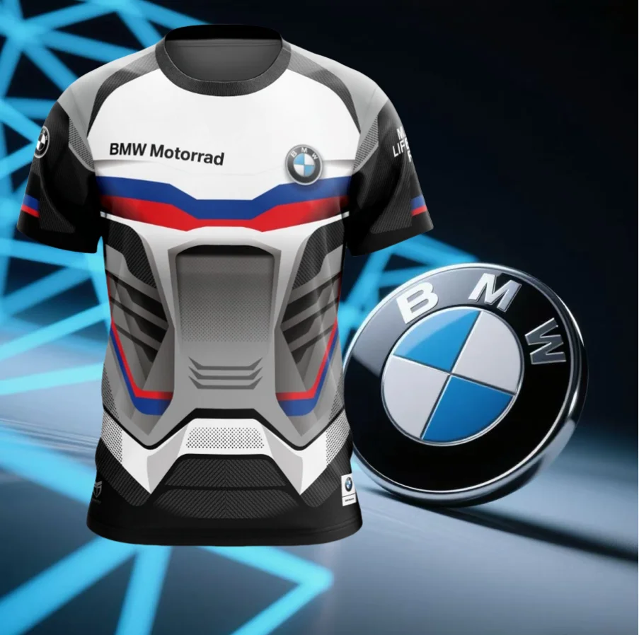 

Мужская гоночная летняя быстросохнущая футболка BMW 2025 года с коротким рукавом для мотоцикла, удобная модная дышащая футболка для любителей езды на велосипеде, отдыха
