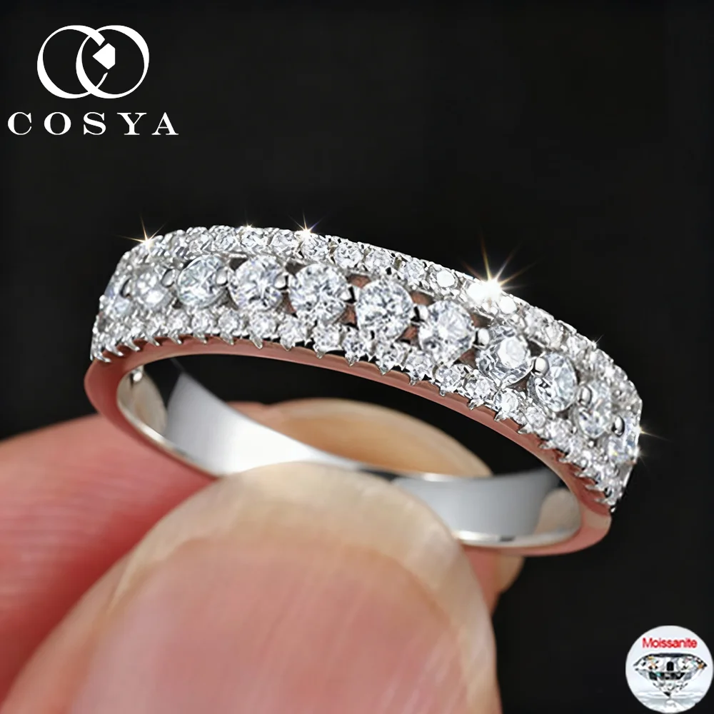 

COSYA 2 мм кольцо с полным муассанитом для женщин 100% S925 посеребренное 18-каратное золото D VVS1 Lab Diamond Обручальное кольцо Изысканные ювелирные изделия