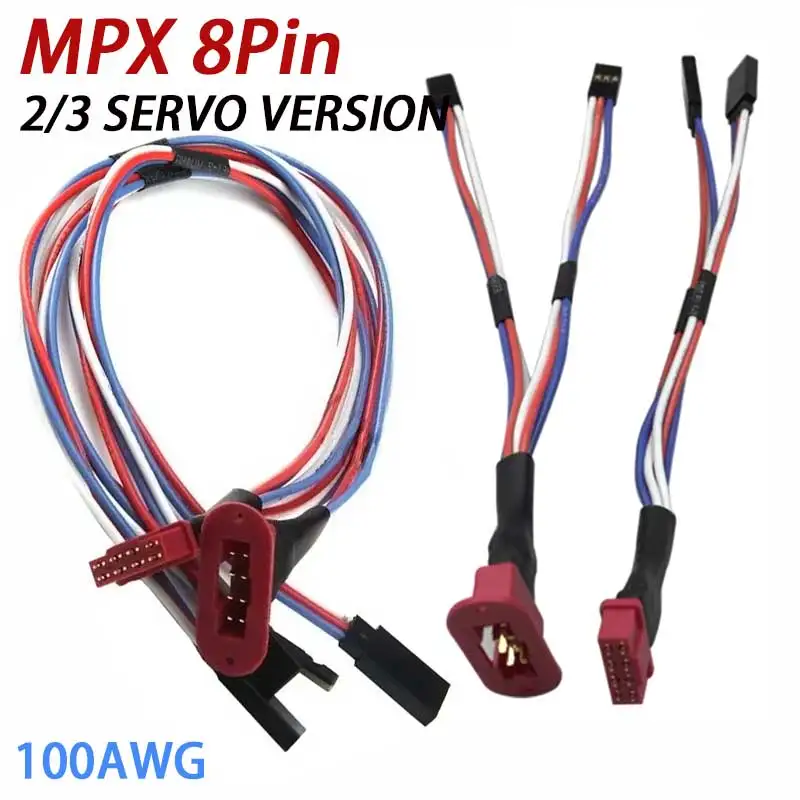 

MPX 8Pin Servo Extension Wire Male Female Plug 2-wire Version 3-wire Connector 100AWG Version For Fixed Wing RC Aircraft 33CM