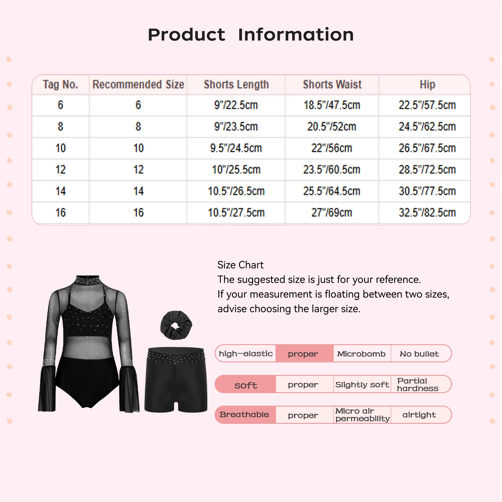 Kids Girls Ballet Gymnastics Sets Figure Skating Dance Outfit Flare Sleeve Backless Rhinestone Leotard with Shorts and Headwear