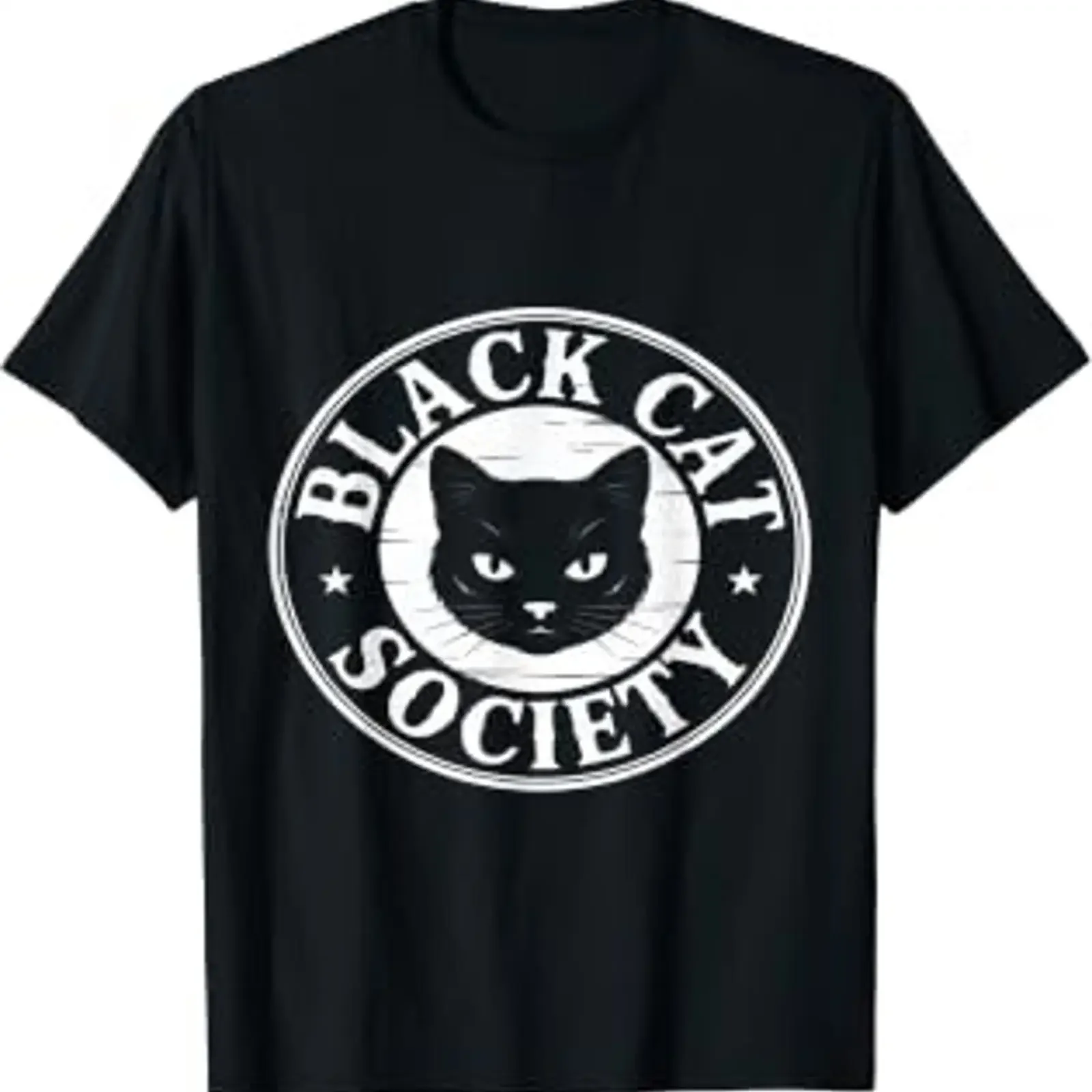 Black Cat Society Mystical Feline Club Night T Shirt vintage Washed Stylish Casual Comfortable Unisex Stretched Soft Versatile