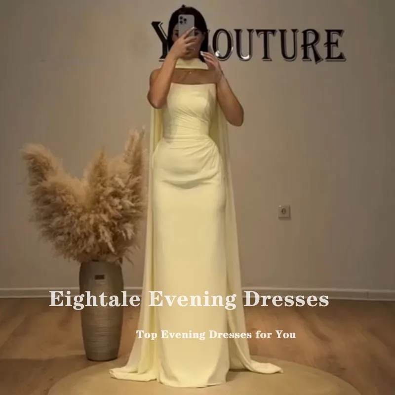 Eightale Elegant Evening Dress Strapless Chiffon Floor Length Mermaid Arabic Prom Party Gown Customized Robes de soirée image 2
