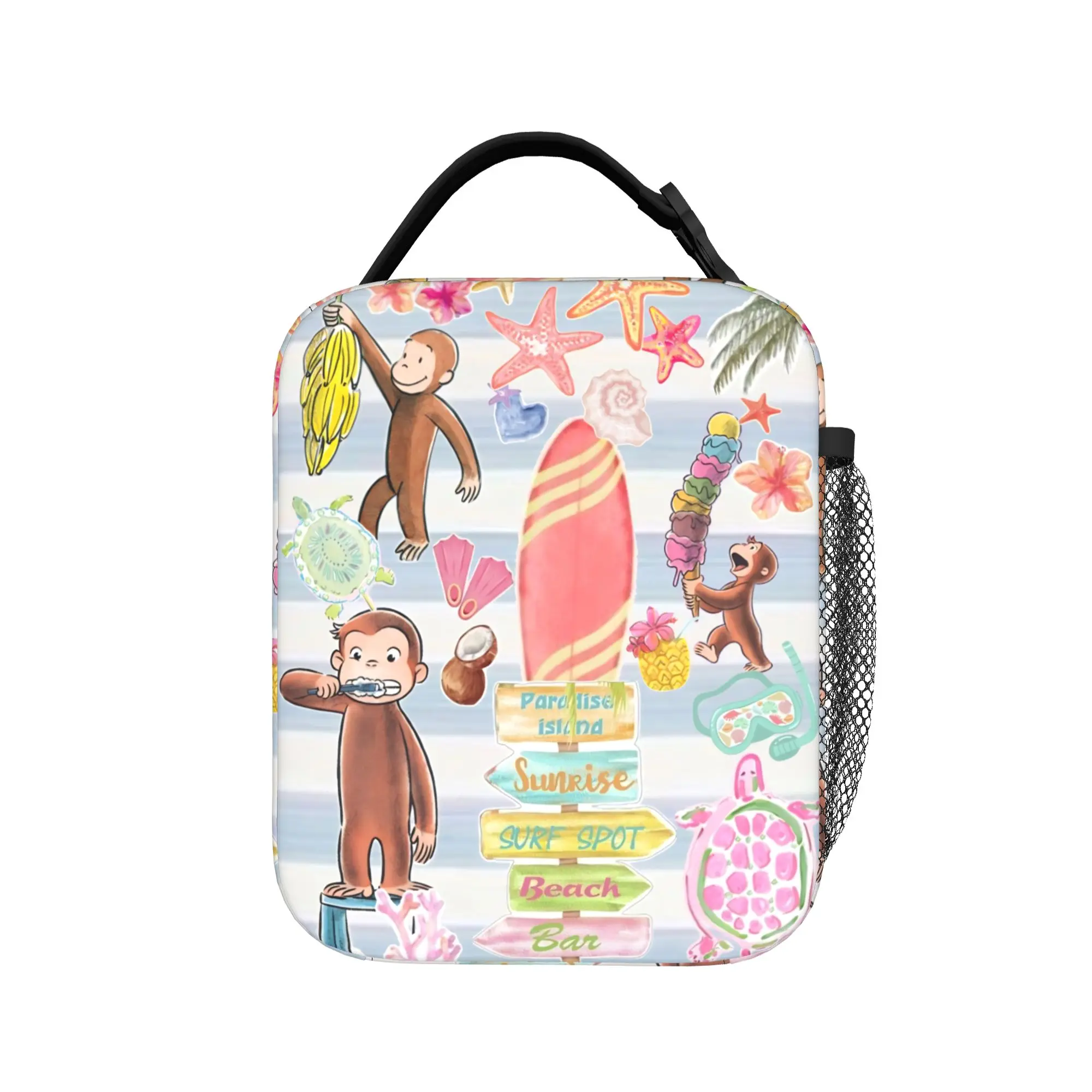 Curious George Isolierte Lunchtasche, Kühltasche, wiederverwendbar, Essensbehälter, The Little Monkey, große Tragetasche, Lunchbox, Lebensmittelhandtaschen – Detail 3