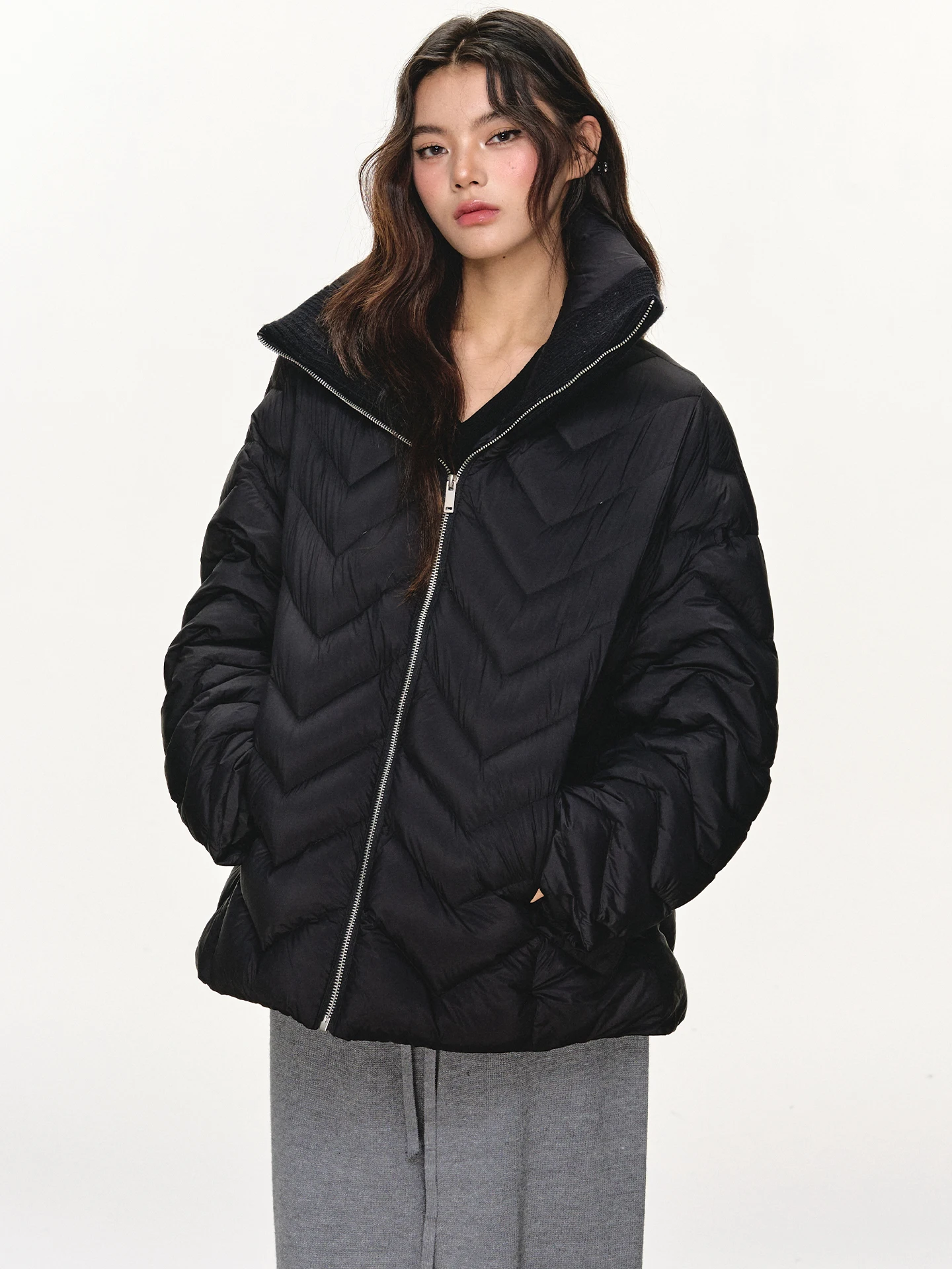 

Anna Aneae Women's down Jaet High Collar Lightweight Loose Fit Warm Bla Du down Coat Winter New Sle Commute Sle