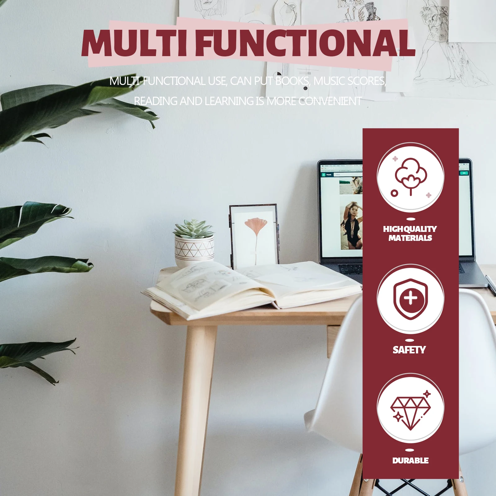 

Bookshelf Bookshelves Household Confucian Classics Stand Reading Red Wooden Detachable Rack