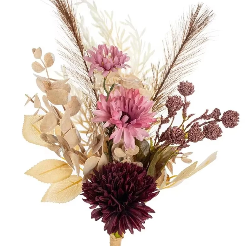 

Artificial Flowers Silk Reed Chrysanthemum Combination Wedding Bridal Bouquet Gift Home Room Vase Festival Outdoor Garden Decor