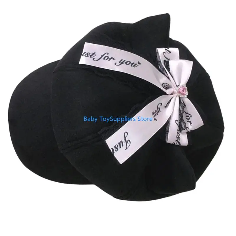 

R1WF популярная восьмиугольная шляпа в стиле панк, берет для повседневной носки, шляпа с бантом и кошачьими ушками, головной для