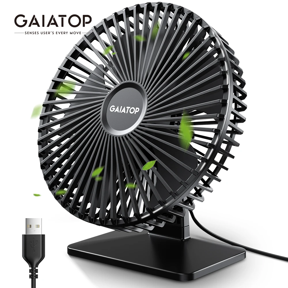 GAIATOP-ventilador de escritorio portátil con USB, dispositivo de refrigeración ajustable de 90 °, silencioso, ajuste de 4 velocidades, Ultra silencioso, adecuado para el hogar, escritorio y oficina