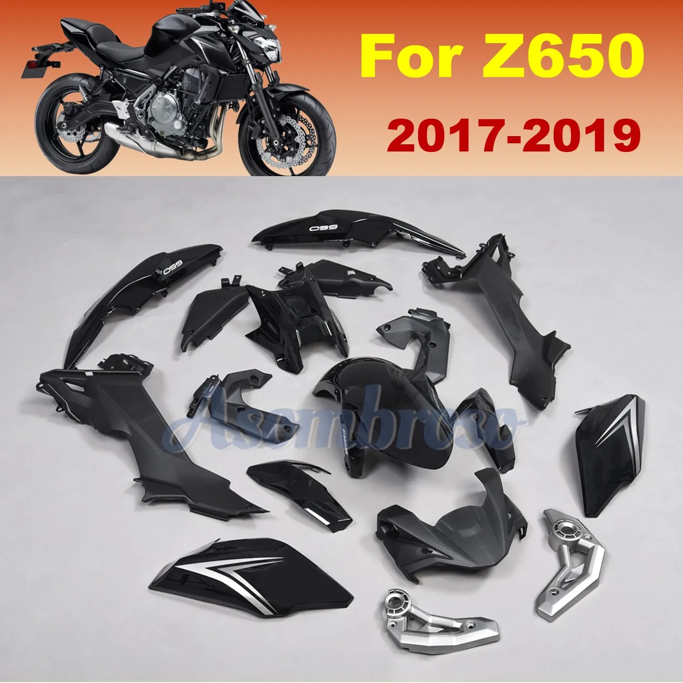 

Motorcycle Fairing For Kawasaki Z650 2017-2019 ABS Plastic Body Paint Guard Trim Panels