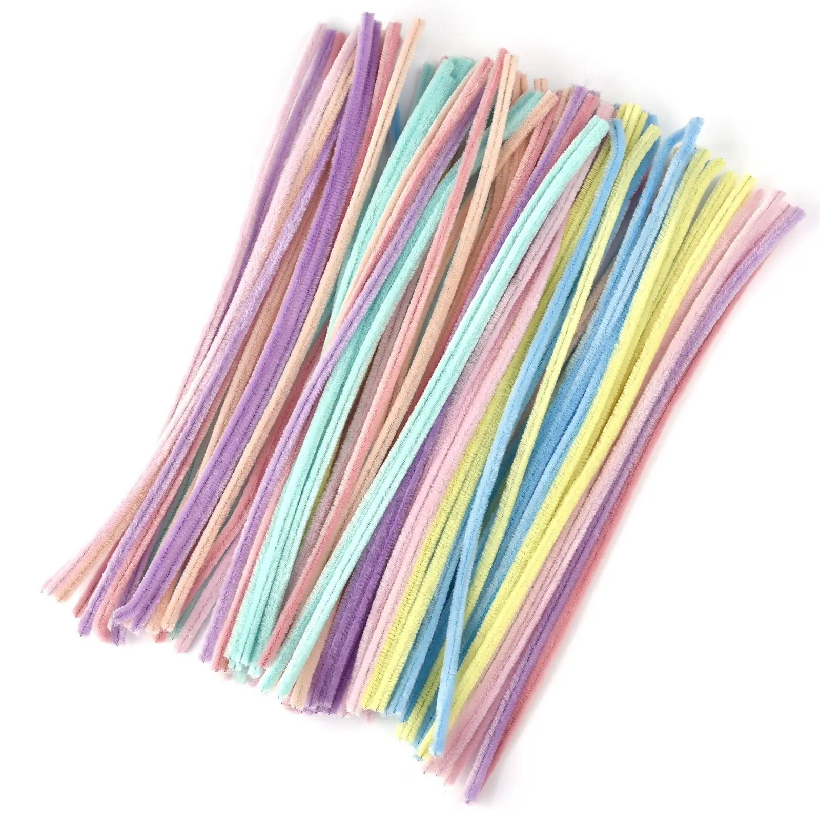 100 Stuks Pluche Stok Draaien Bar Chenille Stengels Draad Pijp Kinderen Speelgoed Diy Strips Creatieve Hobby Materiaal Stem Ijzer Vilt Draden